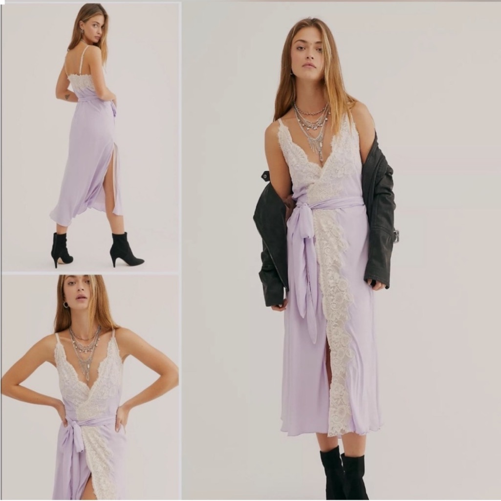 We Are Hah - Purple Lace Wrap Dress Xs